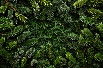 A detailed view of multiple pine trees growing together