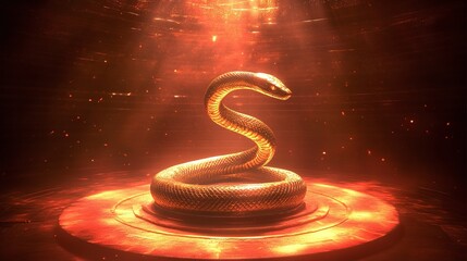 A Glorious Golden Snake Surrounded by Radiant Light in a Mystical Environment, Symbolizing Transformation, Power, and the Mystique of Nature