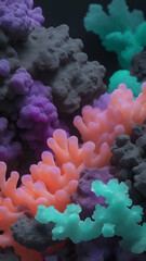 vertical Coral, Mint, Violet, Charcoal, Indigo glowing gradient background, a soft grainy noise texture with shimmering highlights and Smooth Transitions for a dynamic effect