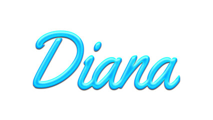 Glowing blue effect of name Diana on white background.
