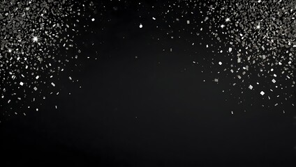Obraz premium A black background with silver glitter falling from the top.