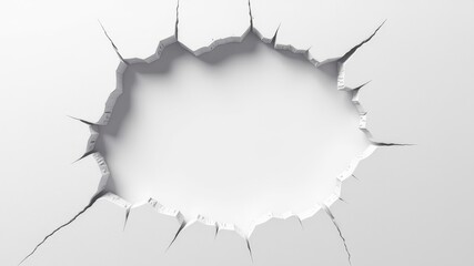 Broken hole white wall texture background crack
