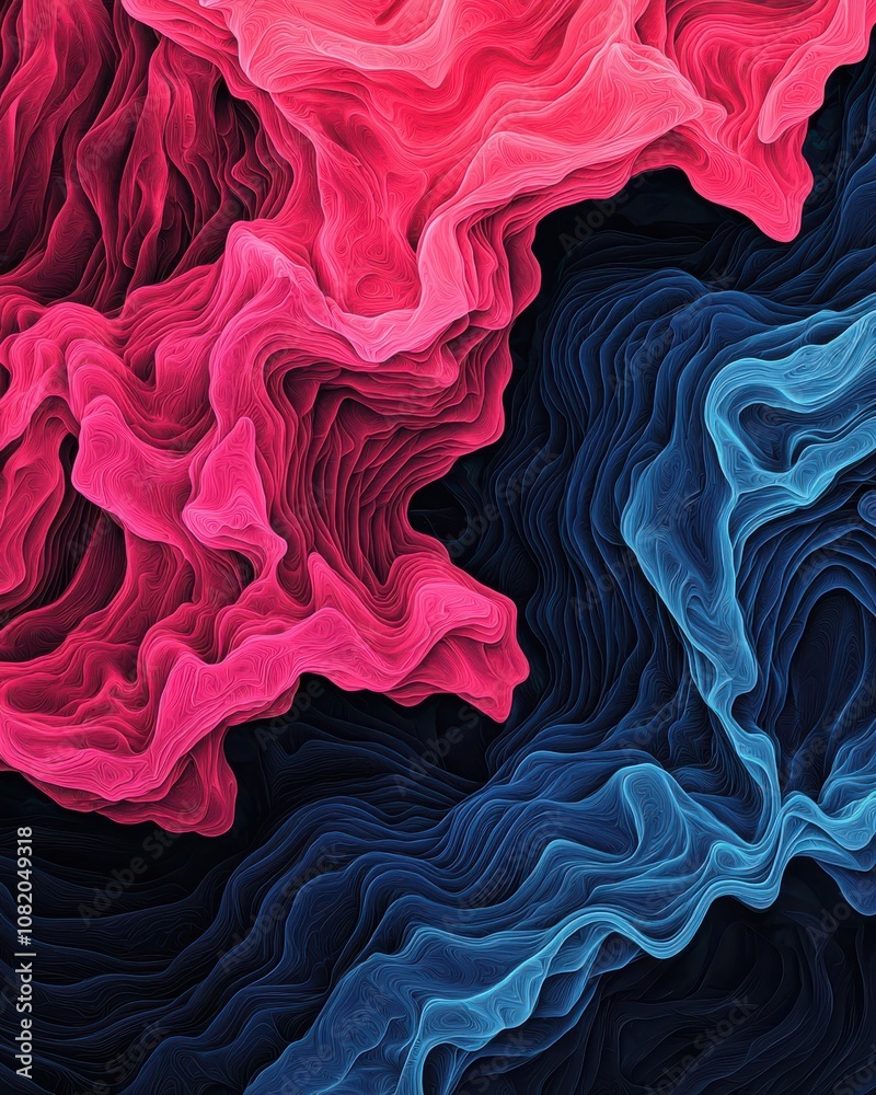 Aufkleber dynamic abstract flowing patterns digital art colorful waves visual design close-up perspective mode