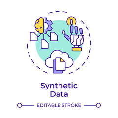 Synthetic data multi color concept icon. Type of privacy enhancing technologies. AI-generated information. Round shape line illustration. Abstract idea. Graphic design. Easy to use in article