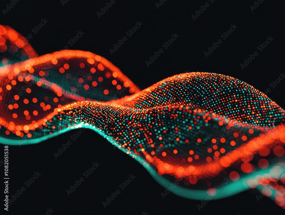 Fototapete Dynamic wave patterns abstract digital art dark background creative visualization view concept of data flow and connectivity