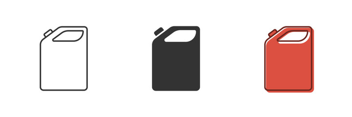 Fuel Canister Line and Silhouette Icon Set. Gasoline and Fuel Containers for Energy Storage. Fuel Can for Eco Diesel or Gas Icon. Editable Stroke. Isolated Vector Illustration