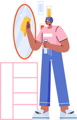 Man Cleaning Mirror