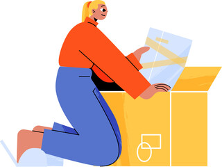 Woman Put Stuff in Box