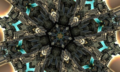 3D illustration artwork of virtual scenery