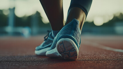 Close-up of an athlete stretching their sore ankle after a workout grimacing in pain.