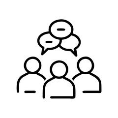 Group therapy icon depicting people in discussion representing teamwork and support in a modern design