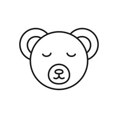 Sleeping Teddy Bear Face Line Icon. Cozy Plush Toy in Sleep Mode Outline Symbol. Relaxing Teddy for Bedtime Comfort. Editable Stroke. Isolated Vector Illustration