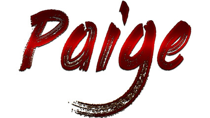 3D blood red design of name Paige on white background.
