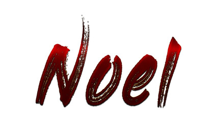 3D blood red design of name Noel on white background.