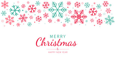 Snowflakes decorative elements for Christmas. Xmas banner. Merry christmas and New year card. Design for banner, card, greeting. Vector illustration