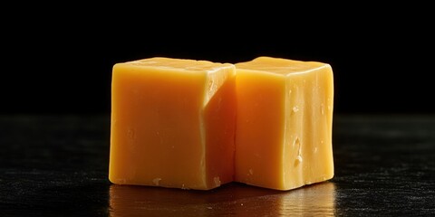 Cubed Cheese on Dark Surface