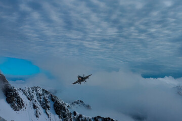 photographs of fighter jets, airplanes with power and elegance in the blue sky with white clouds