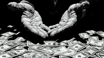 Concept of bribery and financial crimes. Violation of the law. Embezzlement. Bribe. Financial fraud. Money laundering. Criminal activity. Wealth. Poverty. Economy.