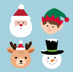 Set of Christmas characters head flat vector stock illustration.
Hand drawn christmas characters head collection.
Merry Xmas design element.
Good for card, banner, flayer, leaflet, poster. 