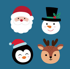 Set of Christmas characters head flat vector stock illustration.
Hand drawn christmas characters head collection.
Merry Xmas design element.
Good for card, banner, flayer, leaflet, poster. 