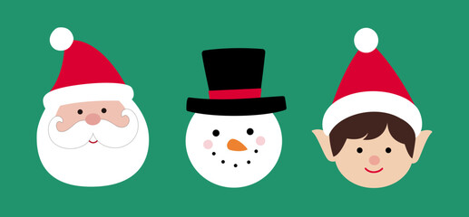 Set of Christmas characters head flat vector stock illustration.
Hand drawn christmas characters head collection.
Merry Xmas design element.
Good for card, banner, flayer, leaflet, poster. 