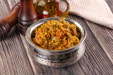 Vegan garnish - lentil with vegetables