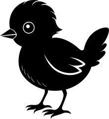 Silhouette of little chicken icon  vector style Illustration. 
