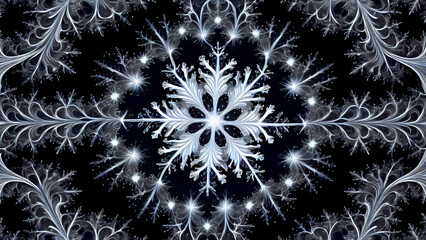 Perfect Symmetry of Nature: A Unique Snowflake in a Cold Winter Atmosphere with Crystalline Structure and Delicate Details, Captured through Macro Photography with Bokeh Effect 