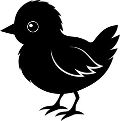 Silhouette of little chicken icon  vector style Illustration. 