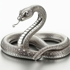 Fototapeta premium silver figure snake on a white background