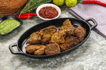 Grilled beef barbecue with spises