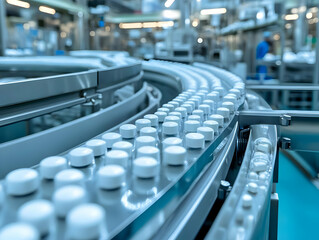 Obraz premium Photo Pharmaceutical Manufacturing Plant Production Line