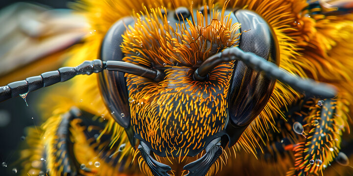 Extreme Close-Up of a Bee&rsquo;s Head and Antennae