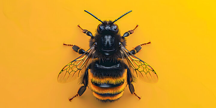 Close-Up of a Bee on Vibrant Yellow Background