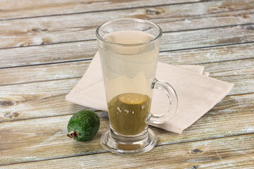 Homemade organic feijoa compote drink
