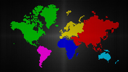 Fototapeta premium Mosaic Continents, Black glass background