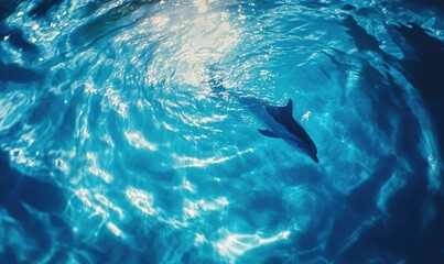 Fototapeta premium A dolphin is swimming in the ocean