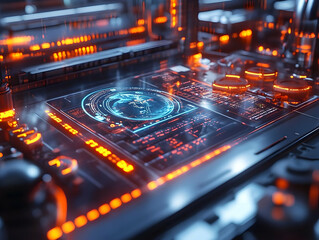 3D Illustration Futuristic Technology Data Analysis Earth Globe