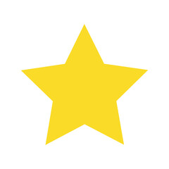 bright yellow star on transparent background, flat vector illustration