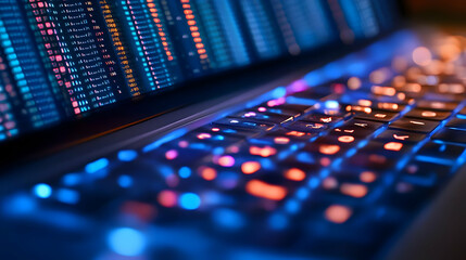 Obraz premium Photo Stock Market Data on Laptop Keyboard