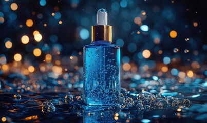 A bottle of liquid is on a table