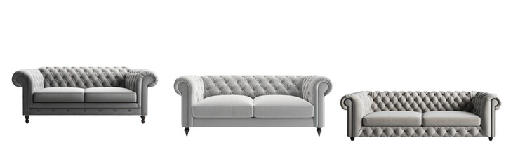 Obraz premium Elegant Grey Tufted Sofa Collection for Elegant Spaces
