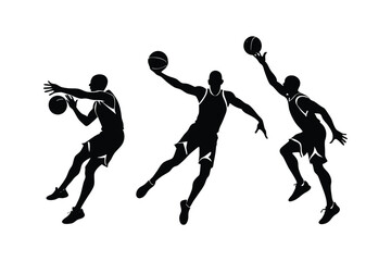 Basketball Player Silhouette Vector Illustration - Dynamic Sports Icon for Athletic Motion, Dunking, and Competitive Game Art
