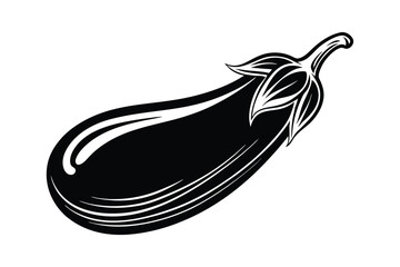Eggplant Silhouette Vector Illustration - Minimalist Design for Organic Produce, Healthy Cooking, and Farm-To-Table Art