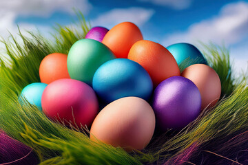 easter eggs in grass