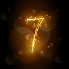 No 7 in light painting style on black background