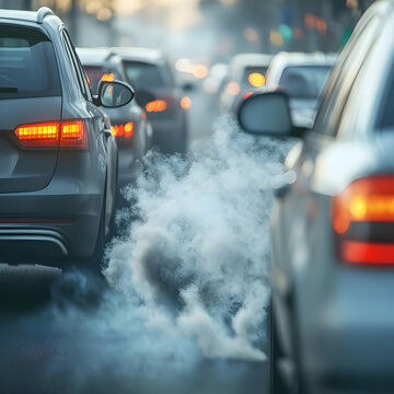 Photo- Air Pollution Traffic Jam Exhaust Fumes Emission