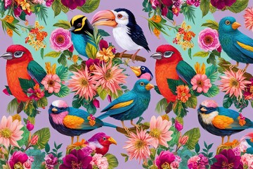 Vibrant Quirky Bird Floral 3D Designs for Sublimation Printing