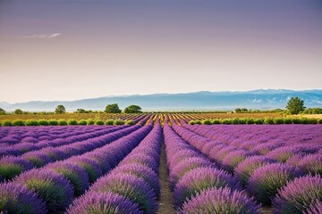 Obraz premium Stunning Lavender Fields with Clear Blue Skies
