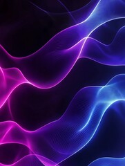 Fototapeta premium Glowing Neon Wave Pattern in Alluring Purple and Blue Tones for Tech or Fashion Product Displays
